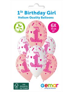 13" 1St Birthday Girl #471 GS120 6pcs