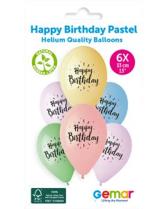 13" Happy Birthday Pastel #888 GS120 6pcs