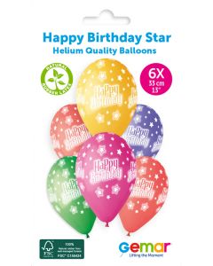 13" Happy Birthday Star #11713" GS120 6pcs