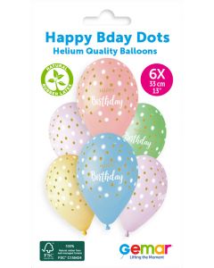 13" Happy Birth. Golden Dots #1041 GS120 6pcs