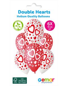 13" Double Hearts #086 GS120 6pcs