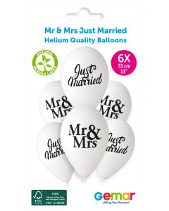13" Mr & Mrs Just Married Pastel #758-759 GS120 6pcs