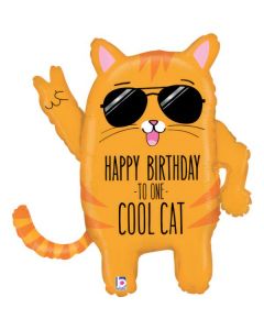 Cool Cat Birthday Foil Balloon Packaged