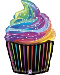 Rainbow Cupcake Foil Balloon Packaged