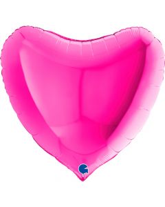 Heart 36"Magenta Foil Balloon Packaged