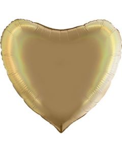 Heart 36"Rainbow Holographic Platinum Champagne Foil Balloon Packaged