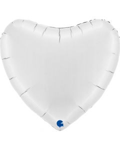 Heart 36"Satin White Foil Balloon Packaged