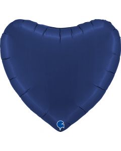 Heart 36"Satin Blue Navy Foil Balloon Packaged