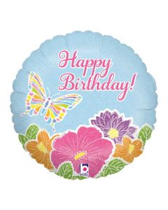 18" Pastel Butterfly Birthday Foil Balloon Packaged