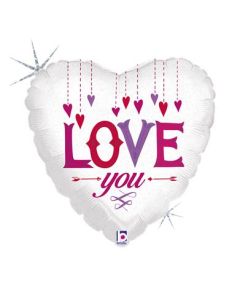18" Love You Hanging hearts