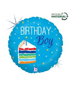 18" Birthday Cake Boy Foil Balloon Packaged