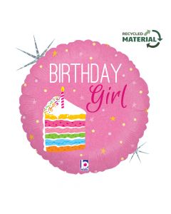 18" Birthday Cake Girl Foil Balloon Packaged