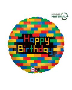 18" Birthday Blocks Foil Balloon Packaged