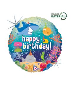 18" Birthday Ocean Foil Balloon Packaged