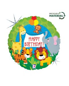 18" Jungle Animals Birthday Foil Balloon Packaged