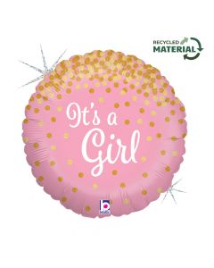 18" Glittering It's A Girl Foil Balloon Packaged