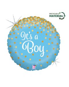 18" Glittering It's A Boy Foil Balloon Packaged