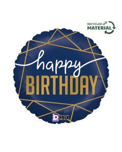 18" Navy Birthday Foil Balloon Packaged