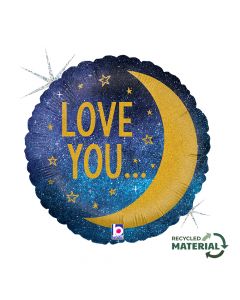 18" Moon & Back Foil Balloon Packaged