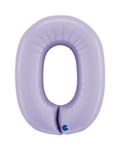 Number 0 Satin Lilac 40"  Foil Balloon Packaged