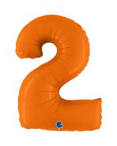 Number 2 Matte Orange 40"  Foil Balloon Packaged