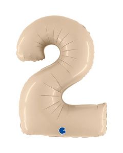 Number 2 Satin Cream 40"  Foil Balloon Packaged