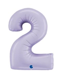 Number 2 Satin Lilac 40"  Foil Balloon Packaged