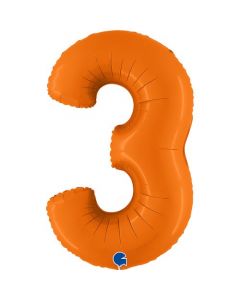 Number 3 Matte Orange 40"  Foil Balloon Packaged