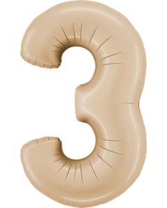 Number 3 Satin Nude 40" Packaged Foil Balloon