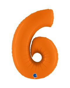 Number 6 Matte Orange 40"  Foil Balloon Packaged