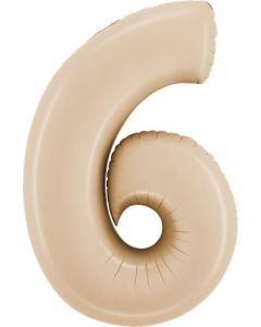 Number 6 Satin Nude 40" Packaged Foil Balloon