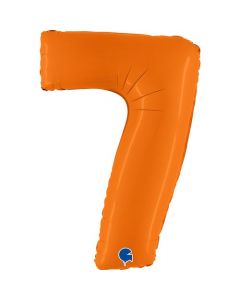 Number 7 Matte Orange 40"  Foil Balloon Packaged