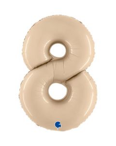 Number 8 Satin Cream 40"  Foil Balloon Packaged