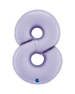 Number 8 Satin Lilac 40"  Foil Balloon Packaged