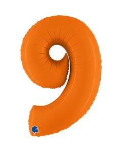 Number 9 Matte Orange 40"  Foil Balloon Packaged