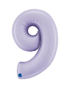 Number 9 Satin Lilac 40"  Foil Balloon Packaged