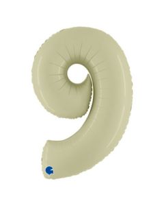 Number 9 Satin Olive Green 40"  Foil Balloon Packaged