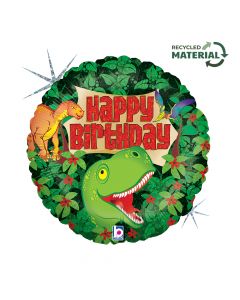 18" Dinosaur Birthday Foil Balloon Packaged