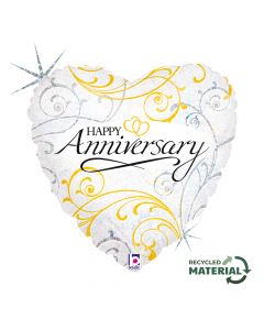 18" Filigree Anniversary Foil Balloon Packaged