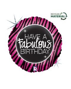 18" Fabulous Zebra Birthday Foil Balloon Packaged