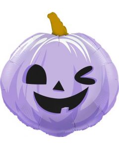 Funny Pumpkin Lilac Foil Balloon Packaged