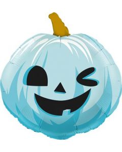 Funny Pumpkin Blue Foil Balloon Packaged