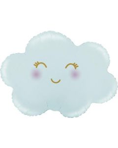 Cloud Satin Pastel Blue Foil Balloon Packaged