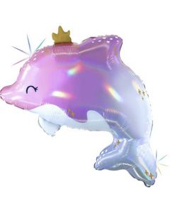 Glowy Dolphin Foil Balloon Packaged