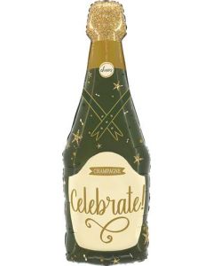 Sparkle Champagne Bottle Foil Balloon Packaged