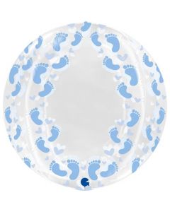 Globe 19"Transparent Blue Footprint 4D - NO VALVE Foil Balloon Packaged