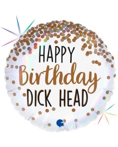 18" Happy Birthday Dick Head Foil Balloon Packaged