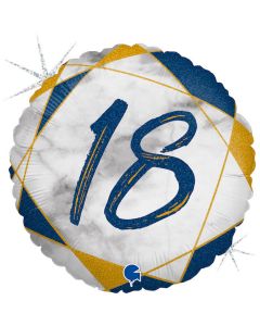 18" Marble Mate 18 Blue Foil Balloon Packaged