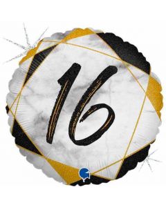 18" Marble Mate 16 Black Foil Balloon Packaged