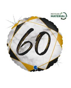 18" Marble Mate 60 Black Foil Balloon Packaged